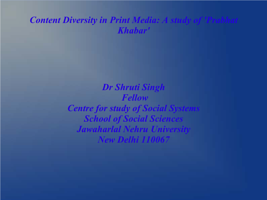 Corruption and Print Media: Content Analysis of 'Prabhat Khabar'