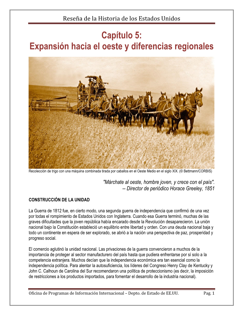 Capítulo 5: Expansión Hacia El Oeste Y Diferencias Regionales