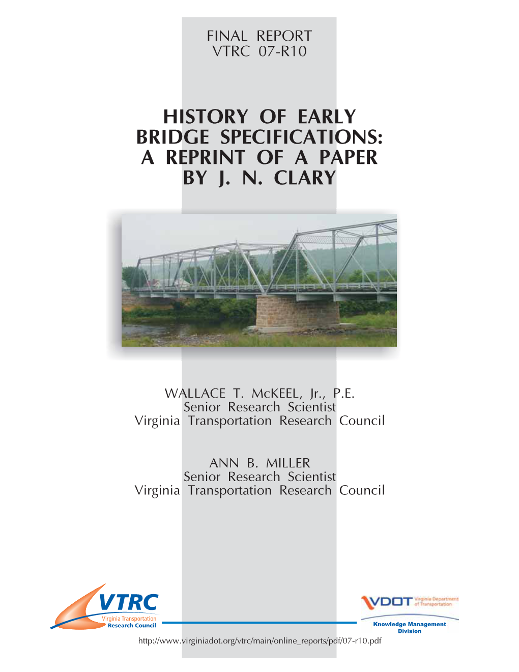 History of Early Bridge Specifications: a Reprint of a Paper by J