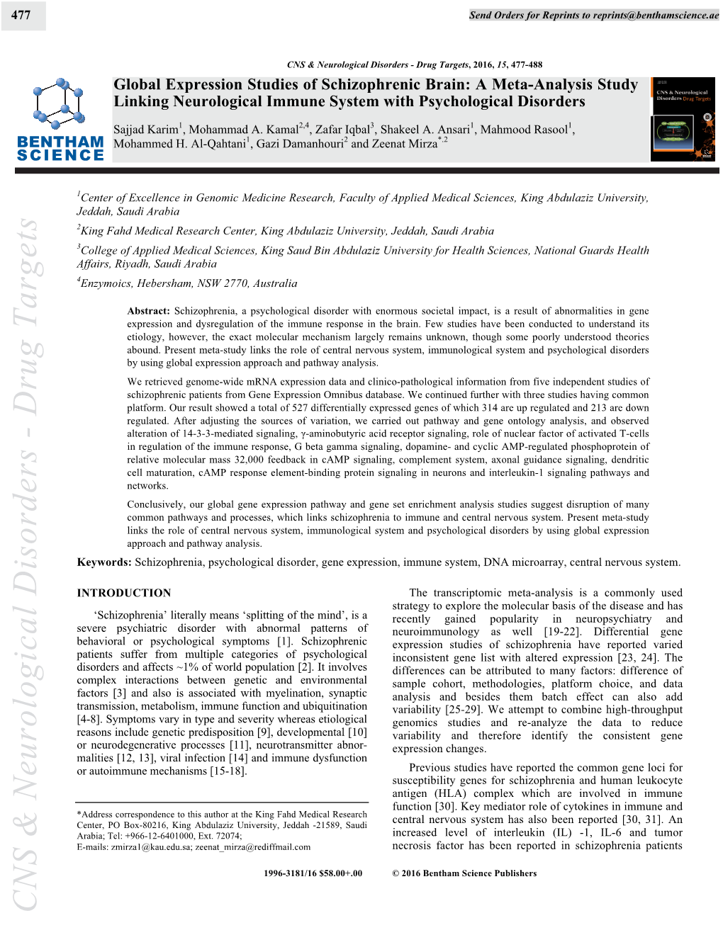 CNS & Neurological Disorders