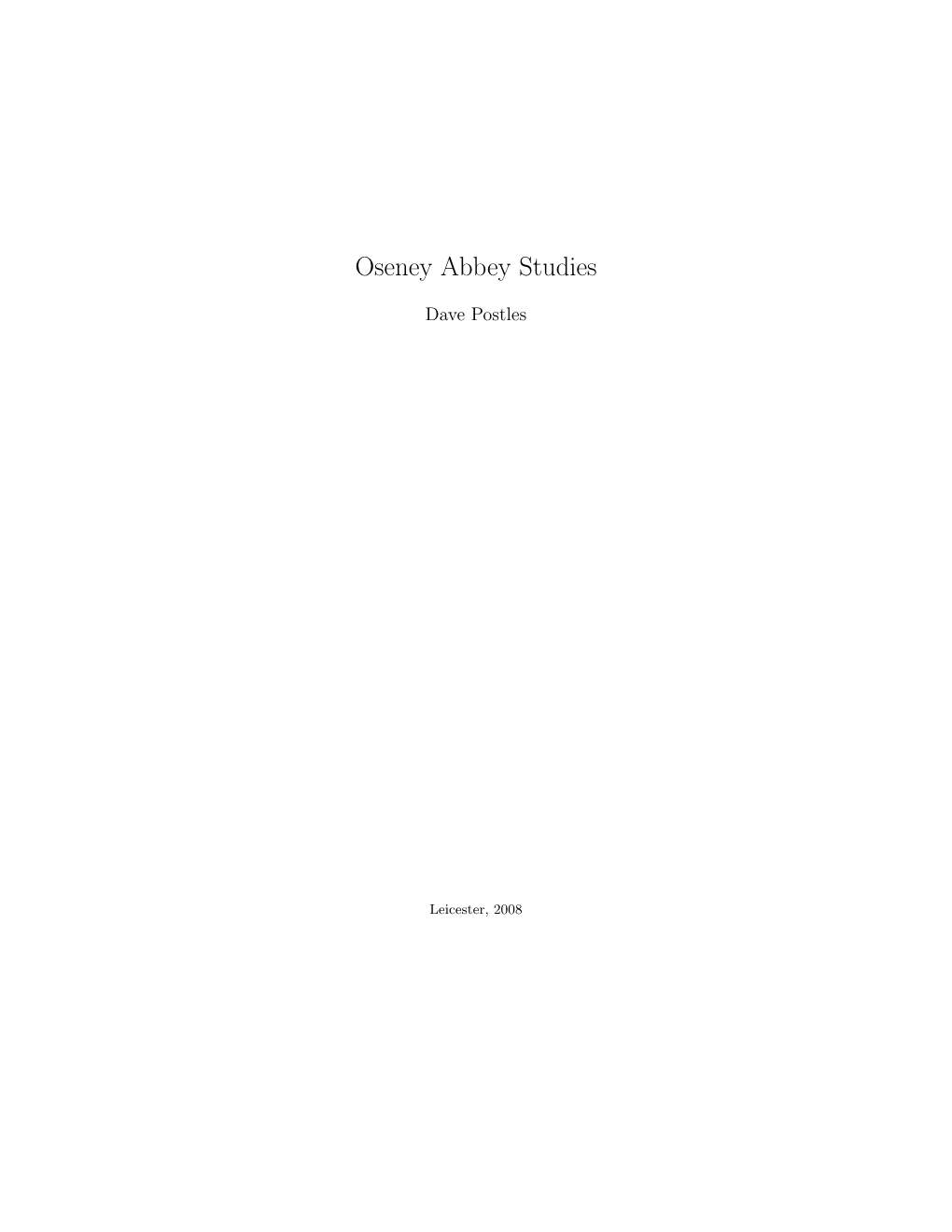 Oseney Abbey Studies