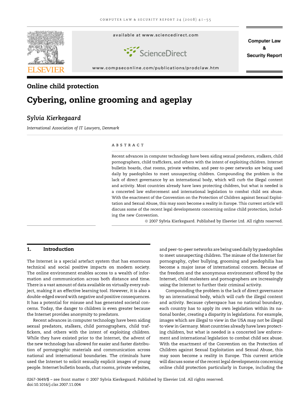 Cybering, Online Grooming and Ageplay