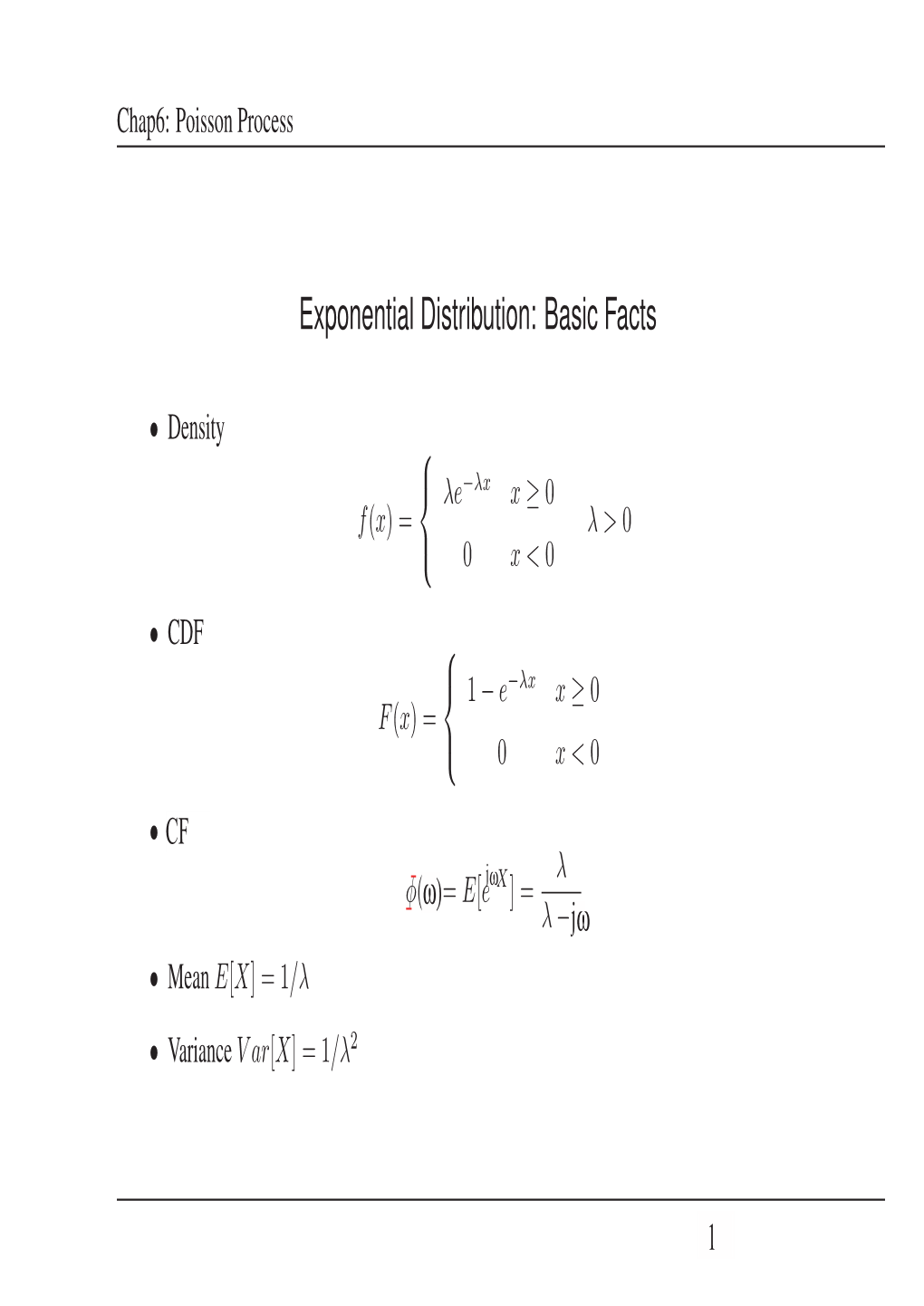 Exponential Distribution: Basic Facts