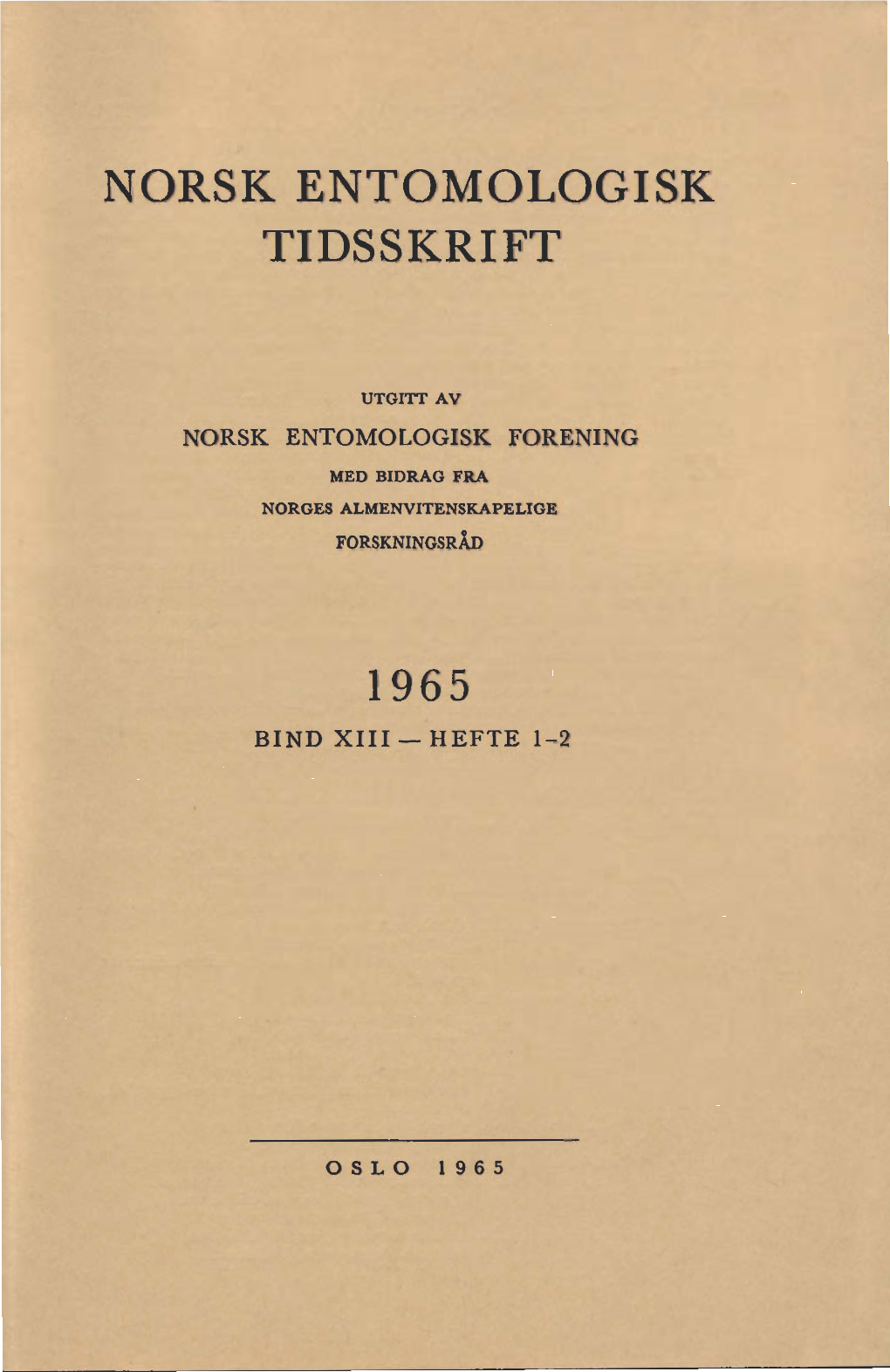 Norsk Entomologisk Tidsskrift