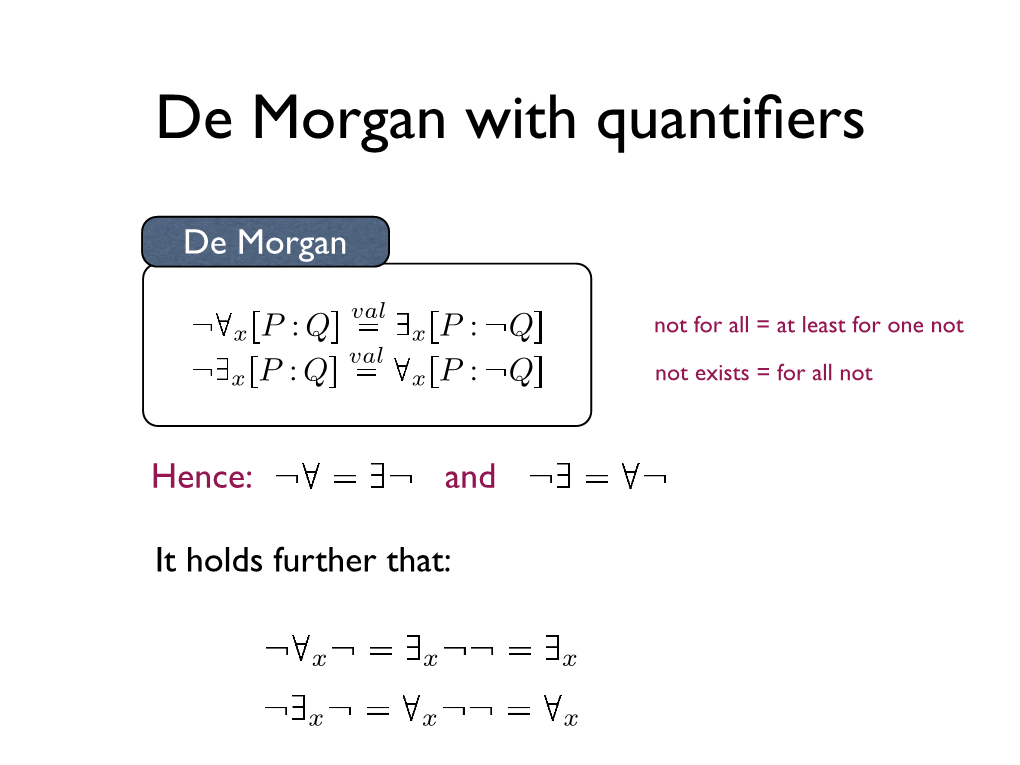 De Morgan with Quantifiers