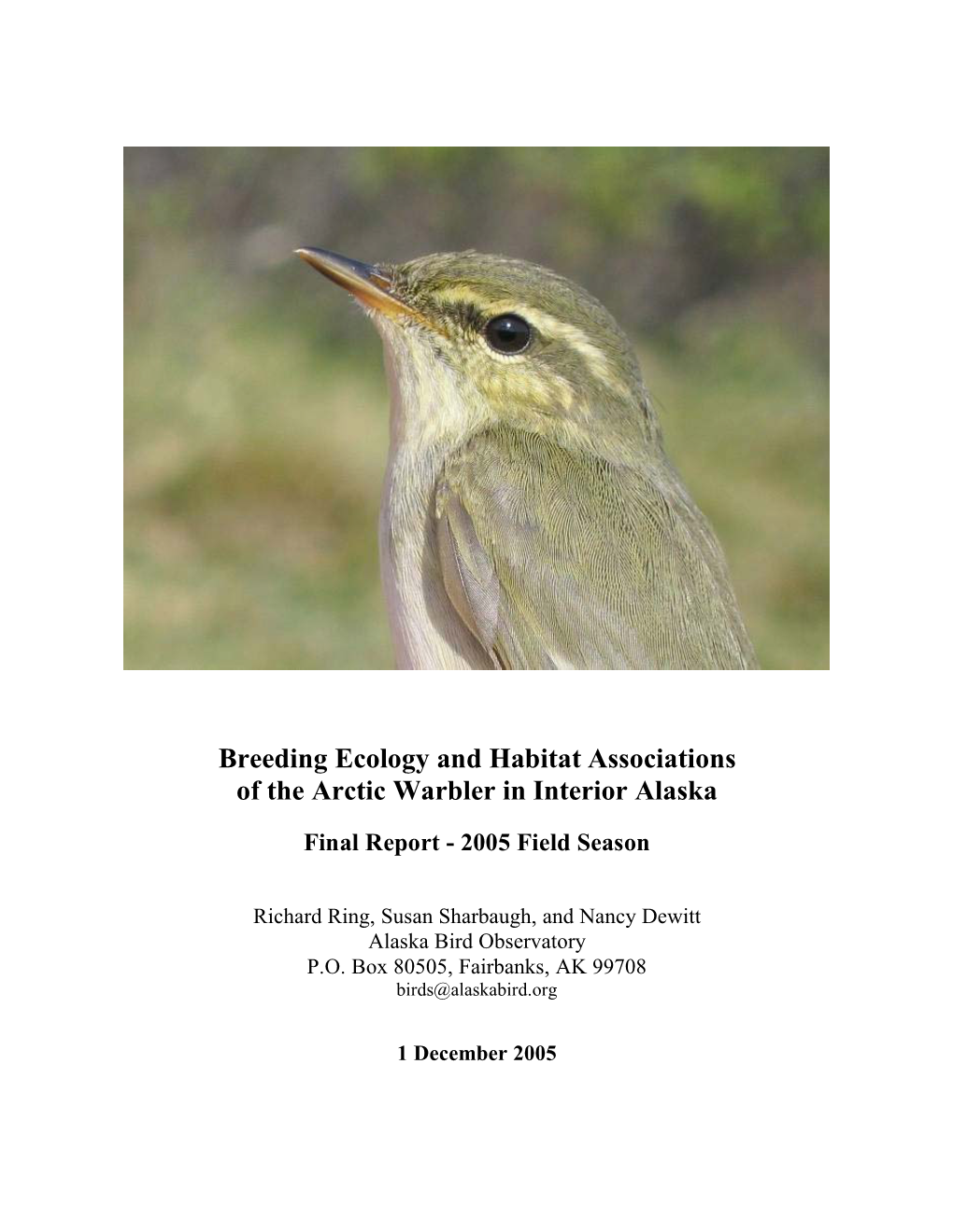 Breeding Ecology and Habitat Associations of the Arctic Warbler in Interior Alaska