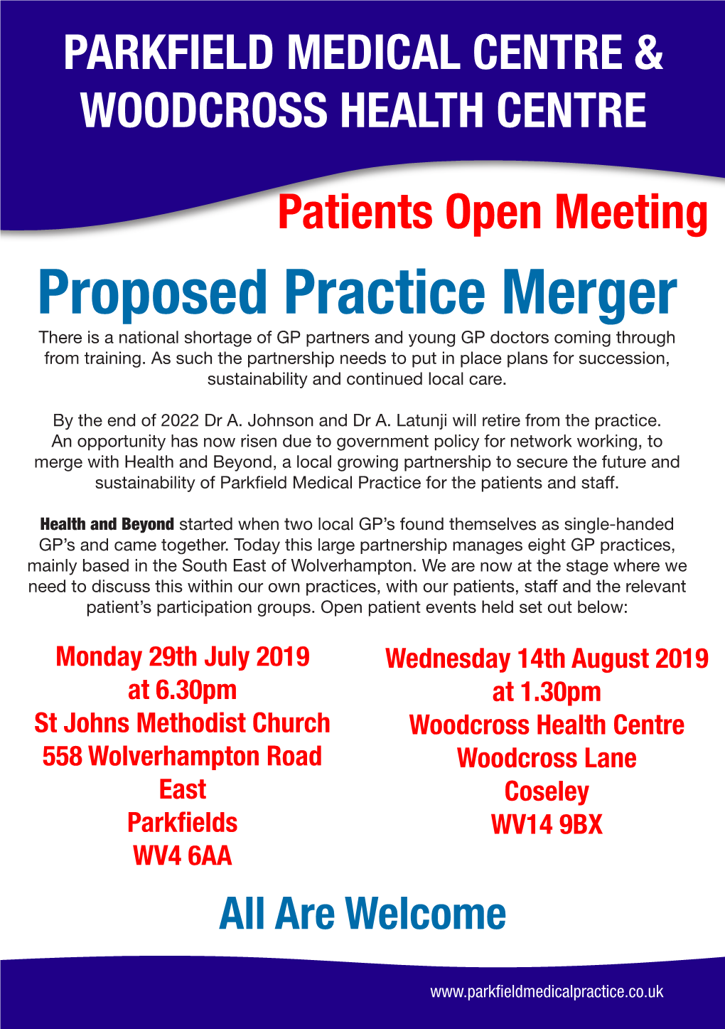 Proposed Practice Merger There Is a National Shortage of GP Partners and Young GP Doctors Coming Through from Training