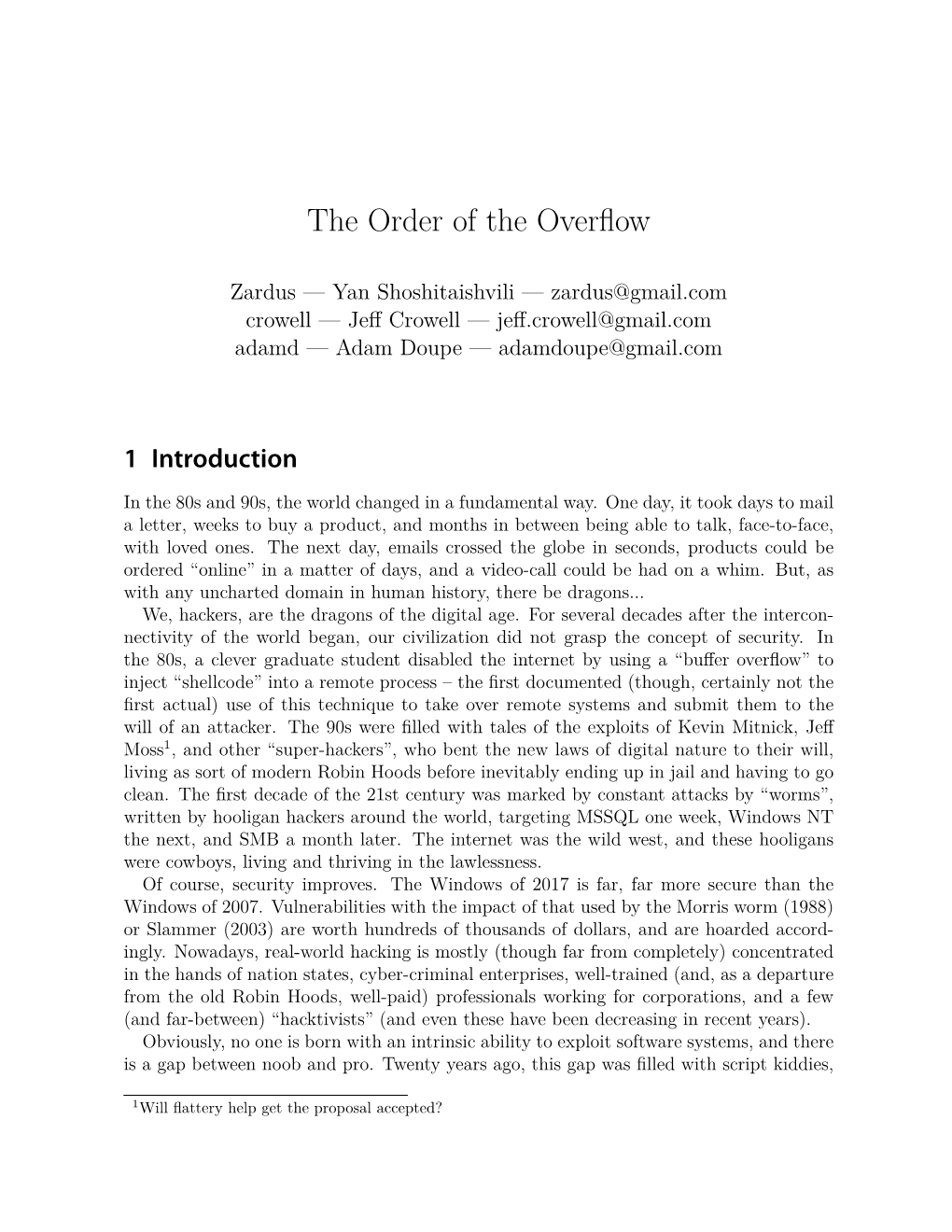 The Order of the Overflow