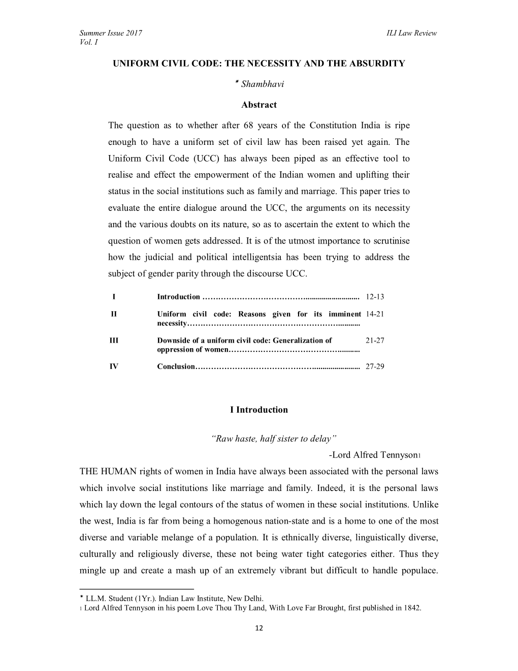 Uniform Civil Code: the Necessity and the Absurdity