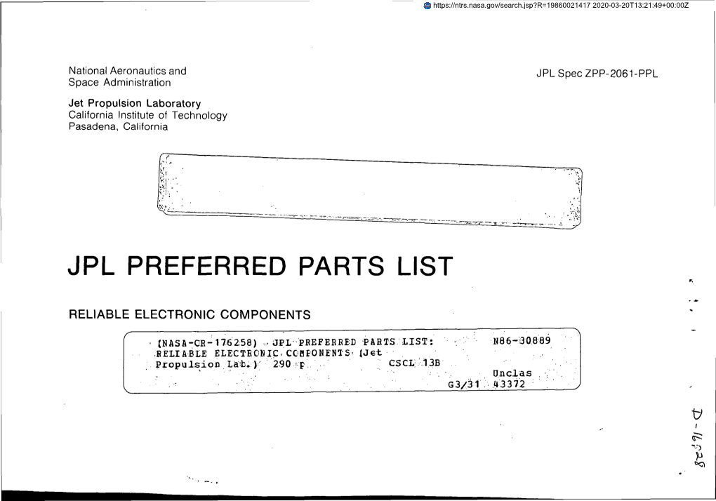 Jpl Preferred Parts List