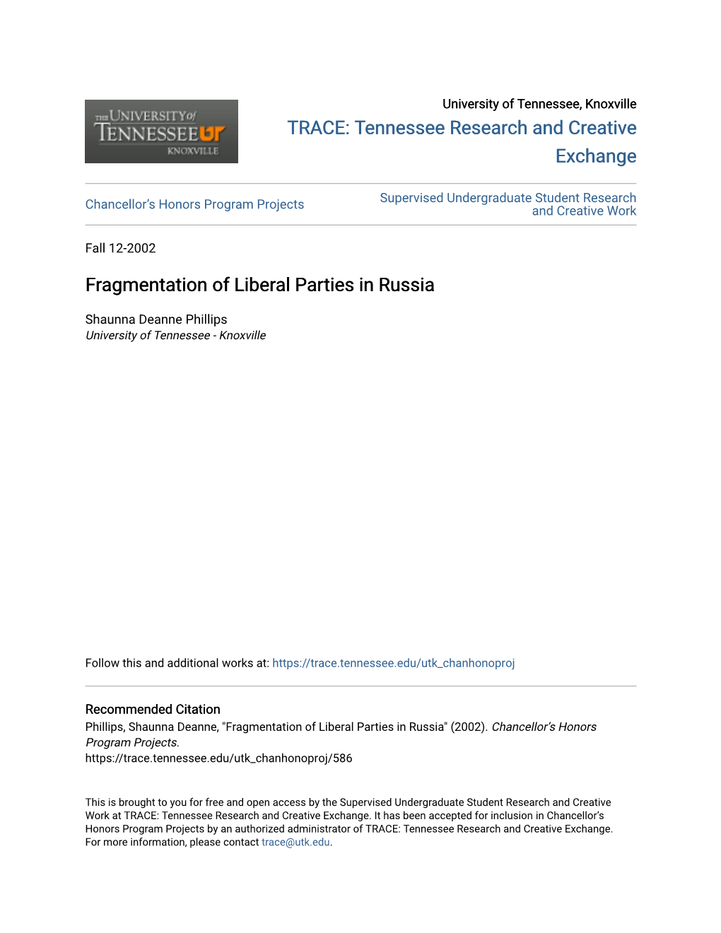 Fragmentation of Liberal Parties in Russia