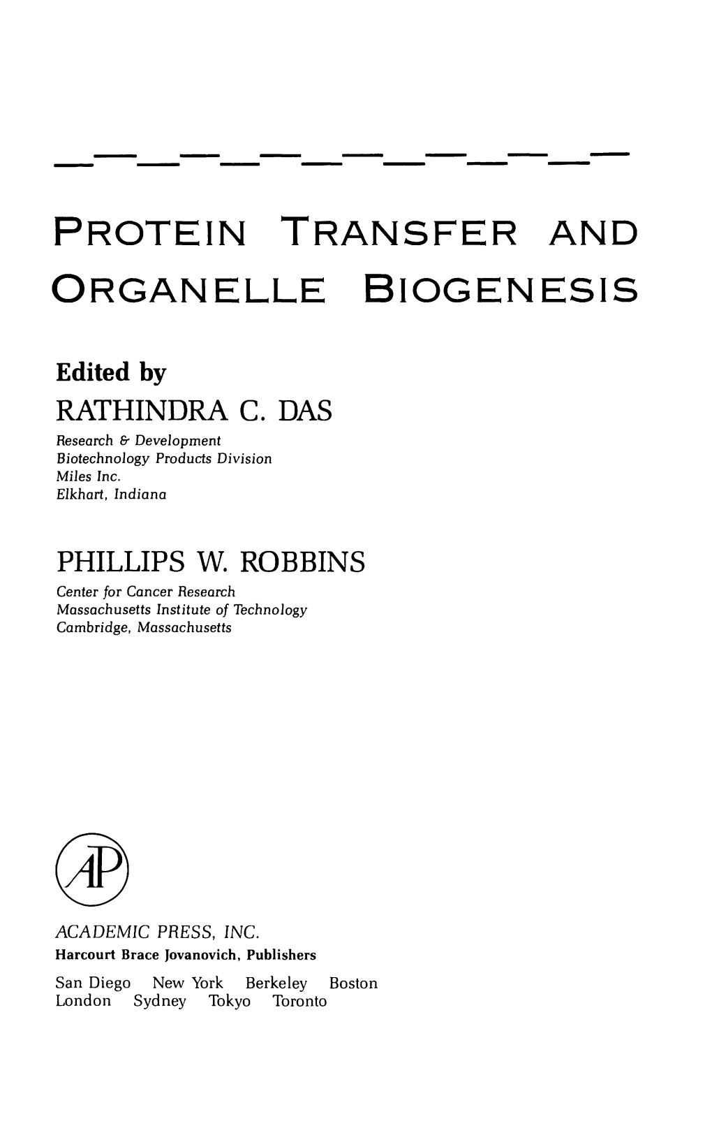 Synthesis and Assembly of Mitochondrial Proteins