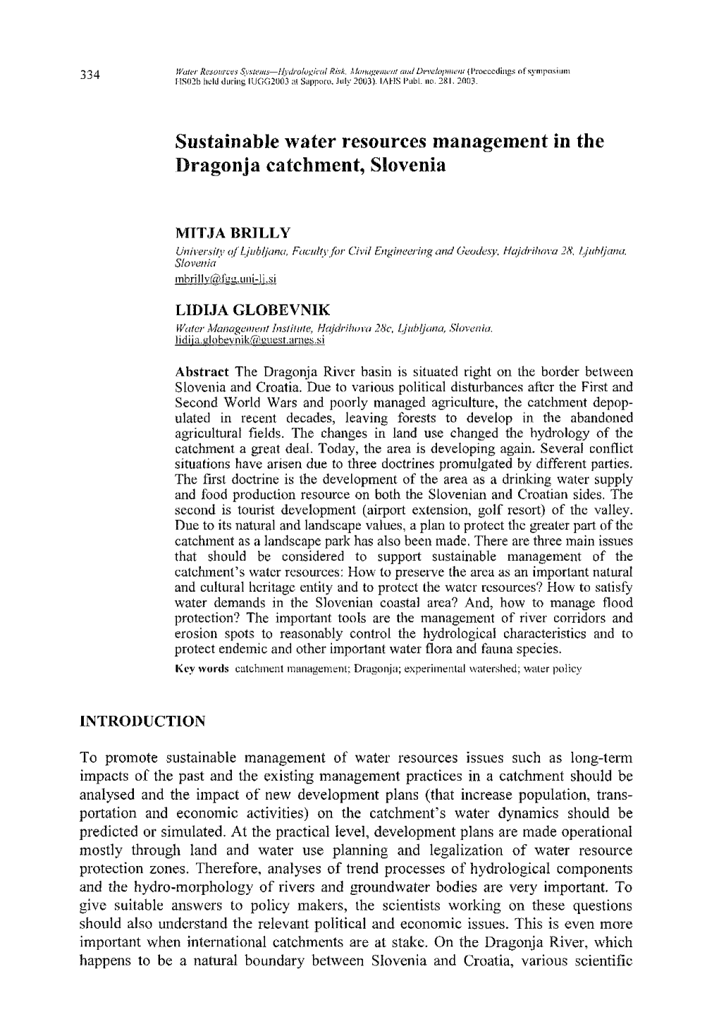 Sustainable Water Resources Management in the Dragonja Catchment, Slovenia