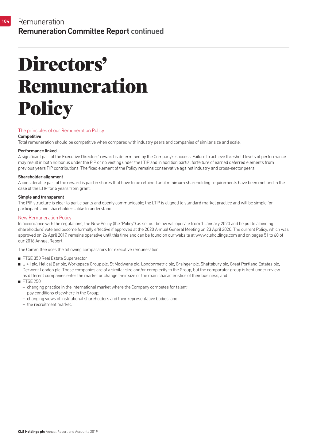 Directors' Remuneration Policy