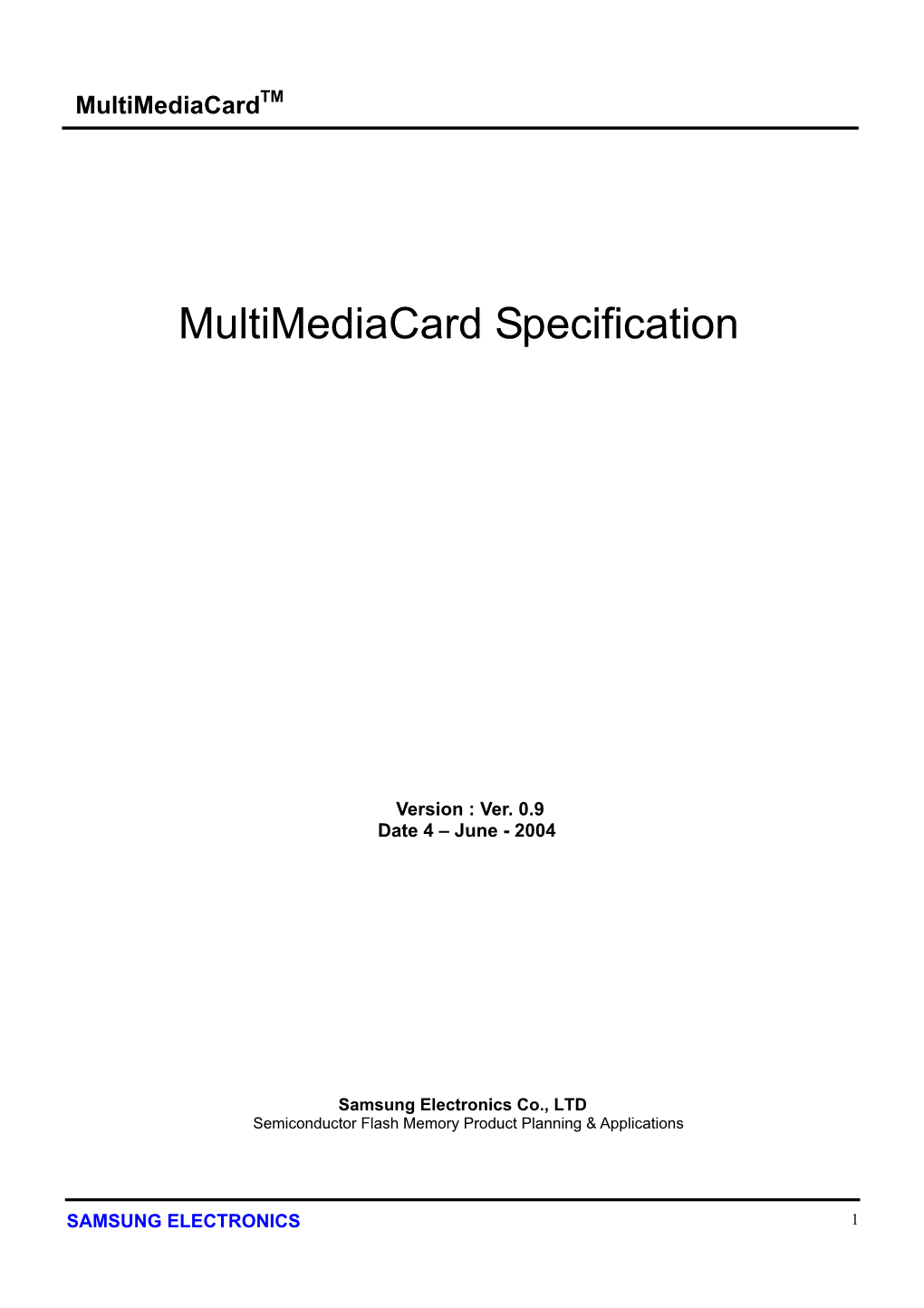 Multimediacard Specification