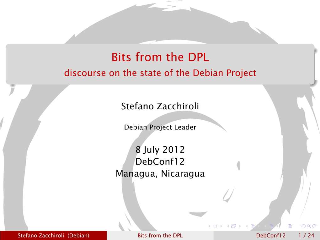 Bits from the DPL Discourse on the State of the Debian Project