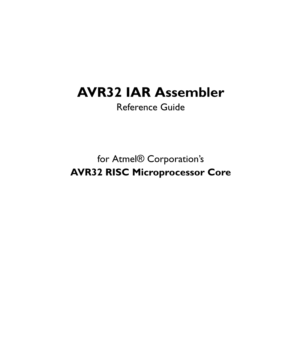 AVR32 IAR Assembler Reference Guide