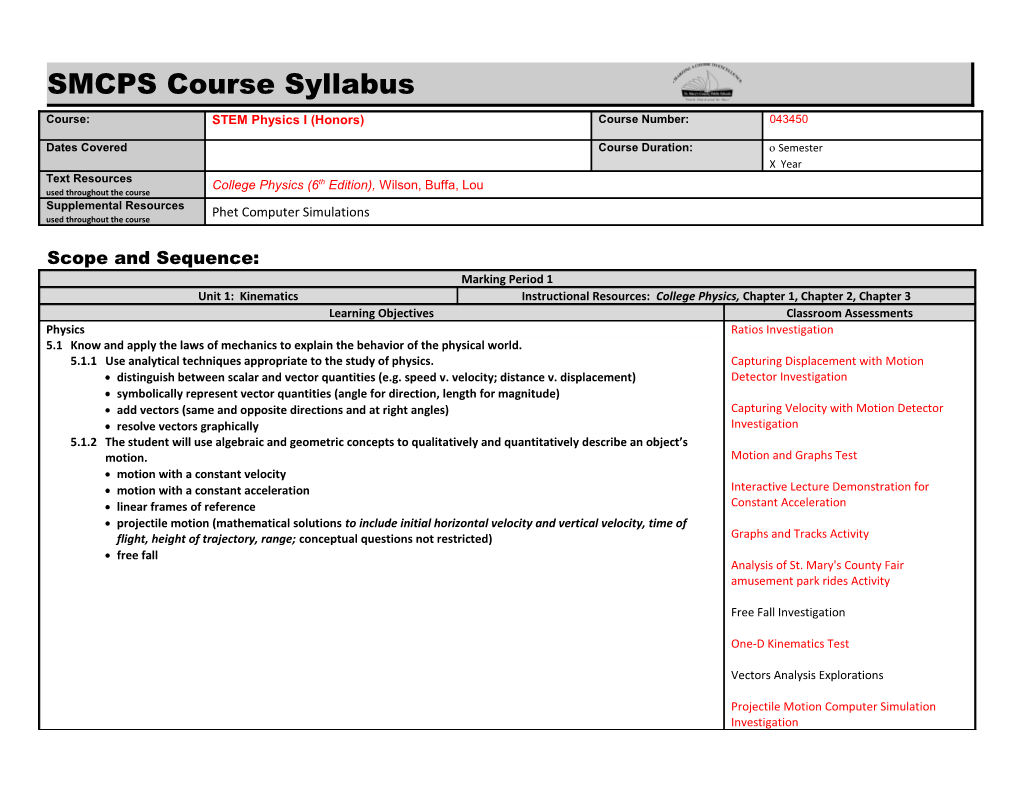 SMCPS Course Syllabus