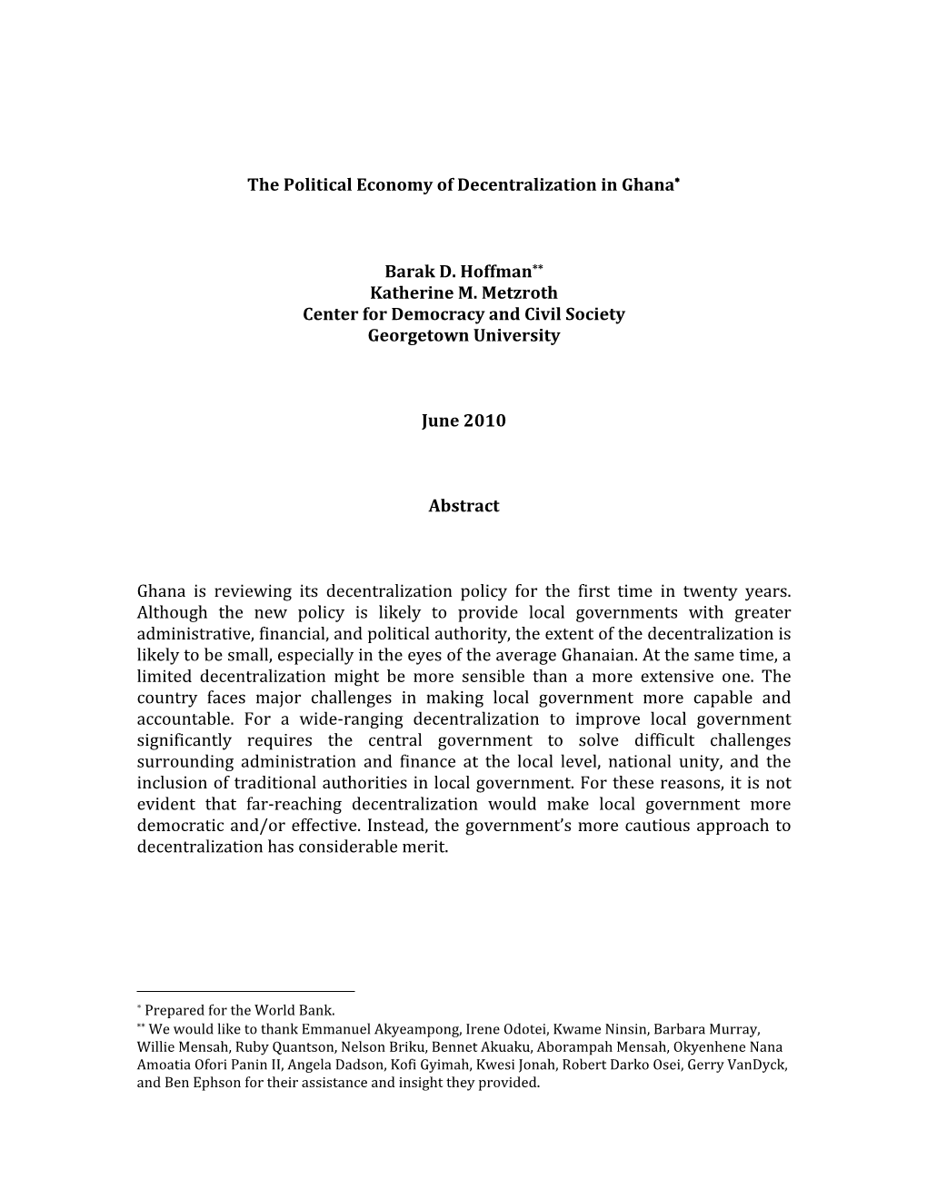 Political Economy Decentralization in Ghana (Final)