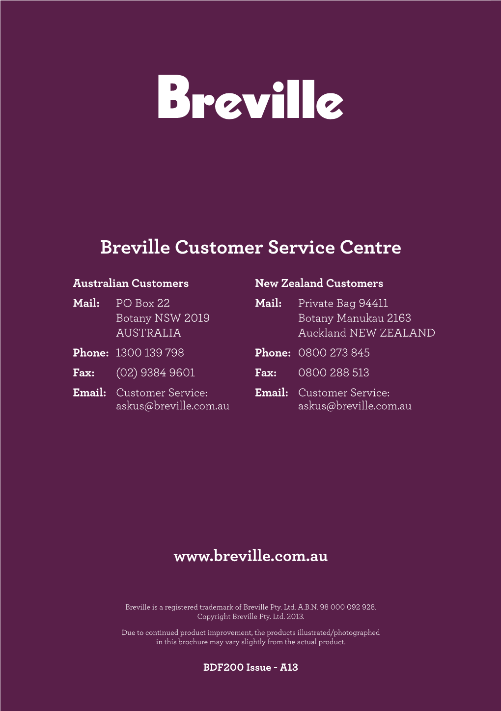 Breville Customer Service Centre