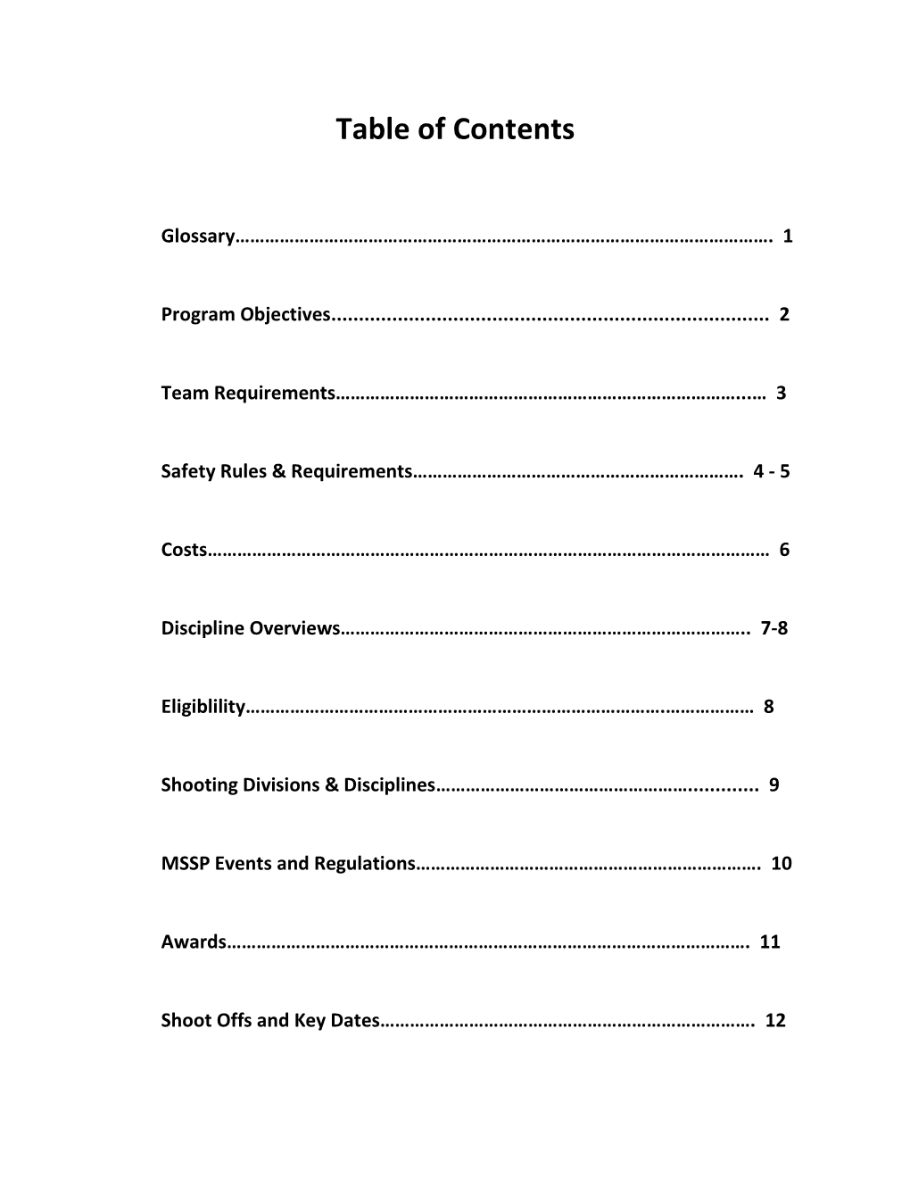 Table of Contents