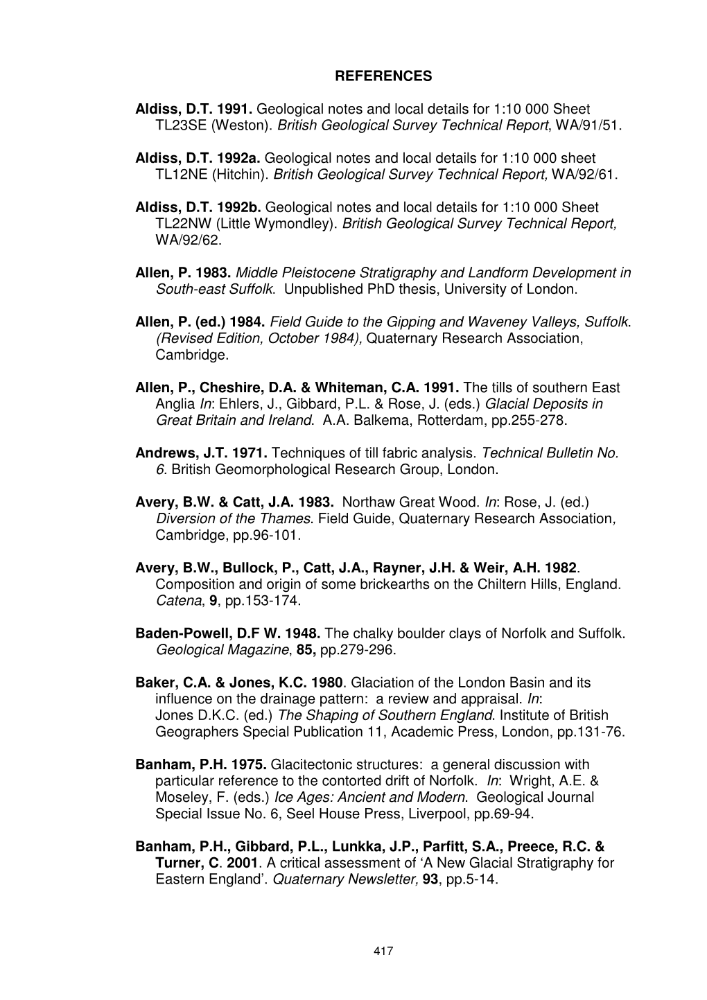 British Geological Survey Technical Report , WA/91/51