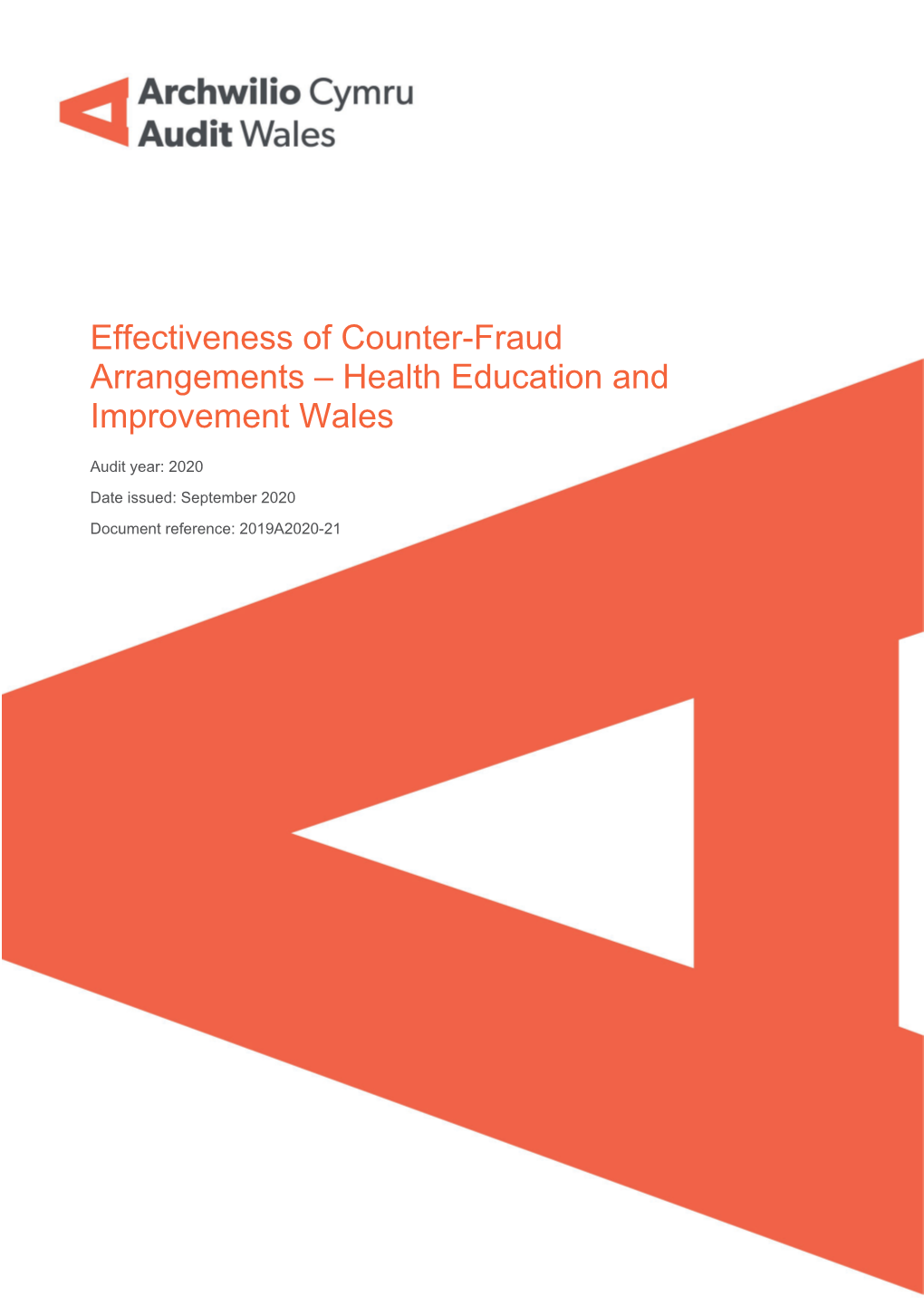 Effectiveness of Counter-Fraud Arrangements – Health Education and Improvement Wales