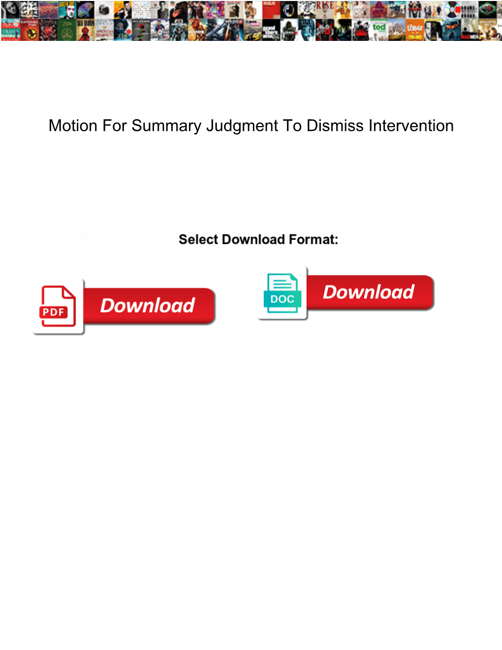 Motion for Summary Judgment to Dismiss Intervention