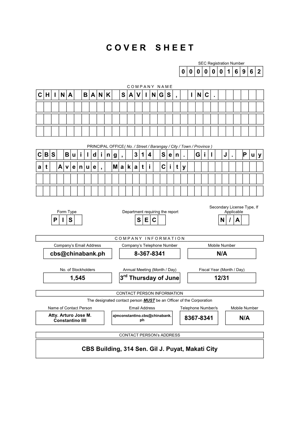 2021 Preliminary Information Statement