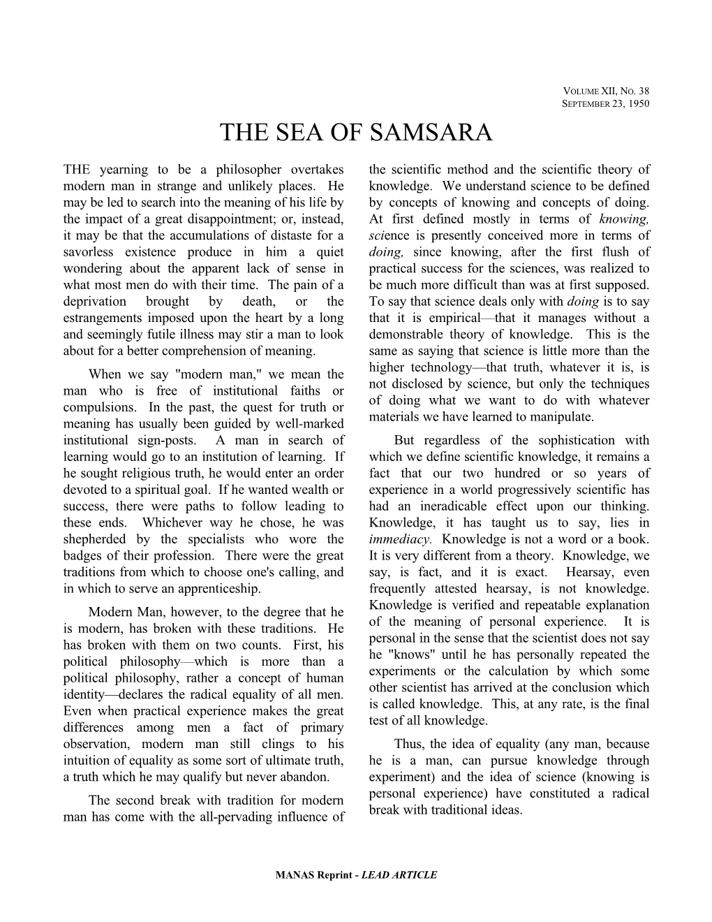 The Sea of Samsara