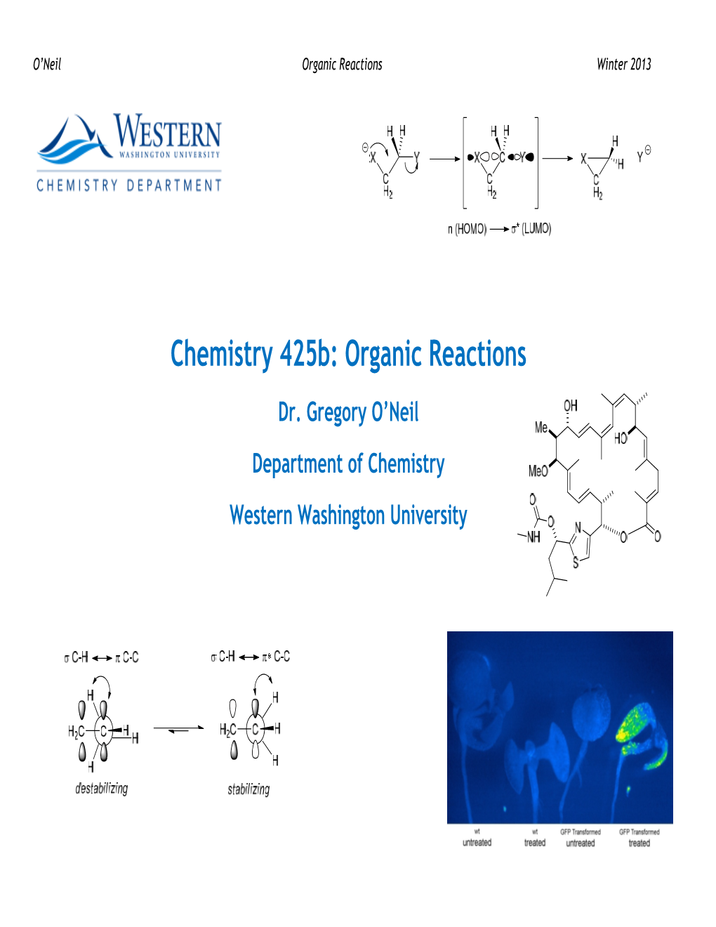 Organic Reactions Winter 2013