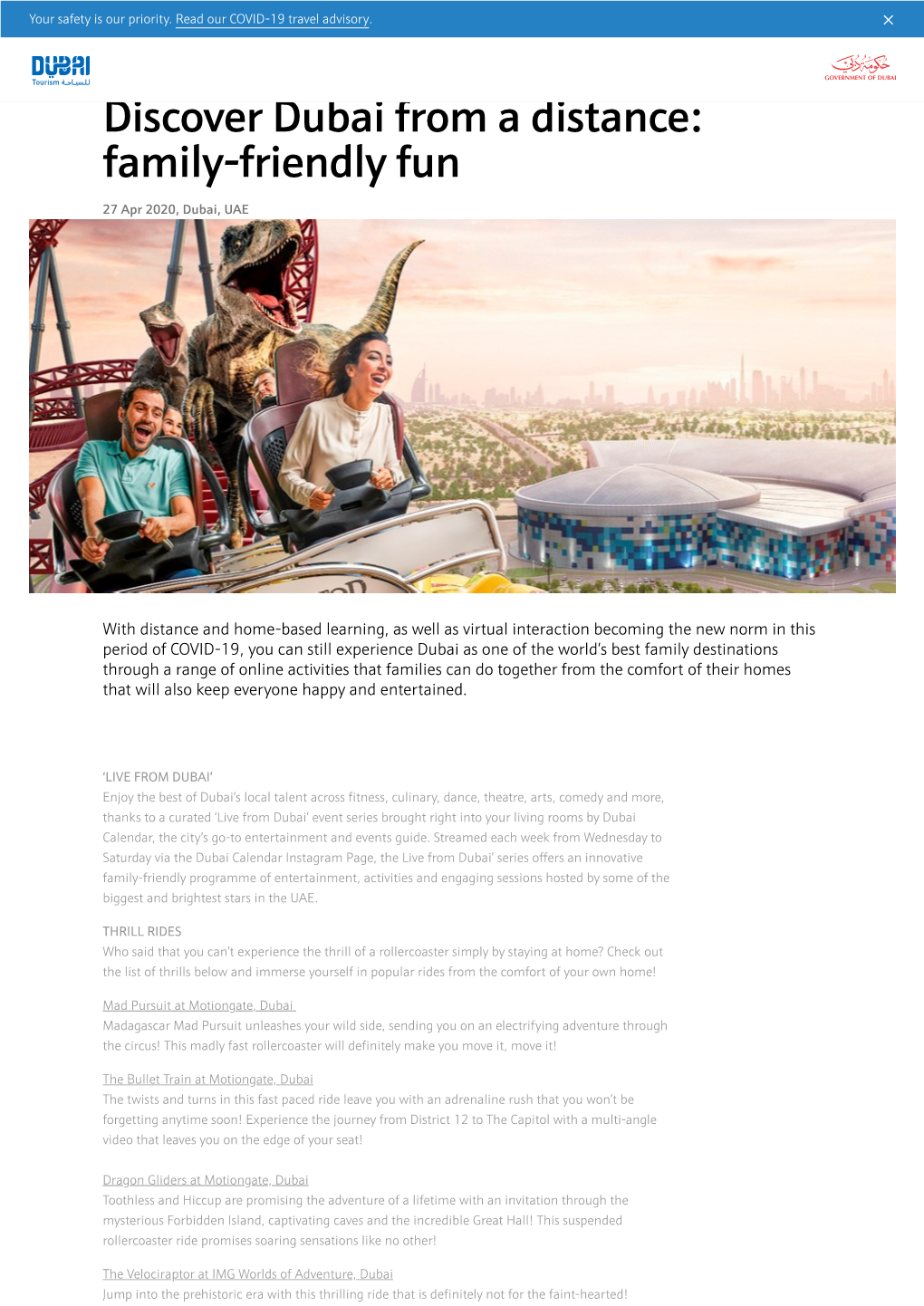 Discover Dubai from a Distance: Family-Friendly Fun 27 Apr 2020, Dubai, UAE