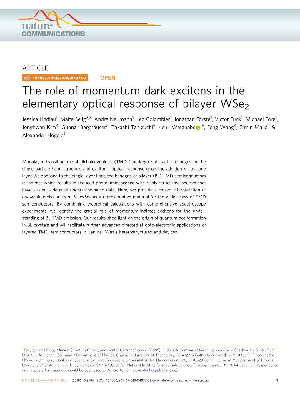 The Role of Momentum-Dark Excitons in the Elementary Optical Response of Bilayer Wse2