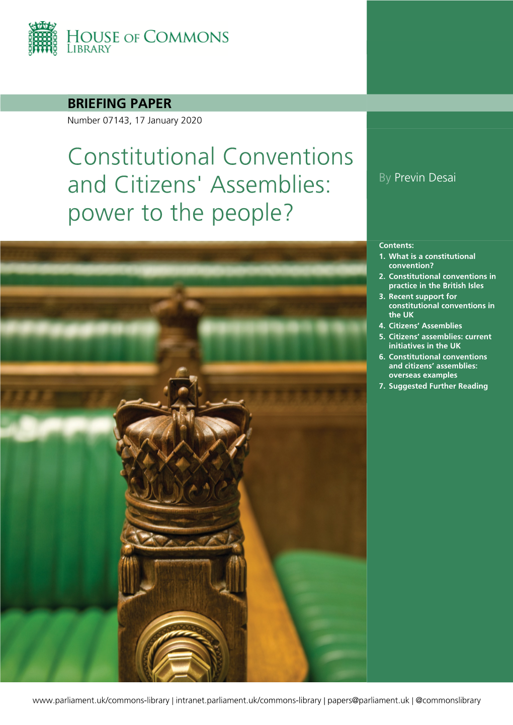 Constitutional Conventions and Citizens' Assemblies: Power to the People?