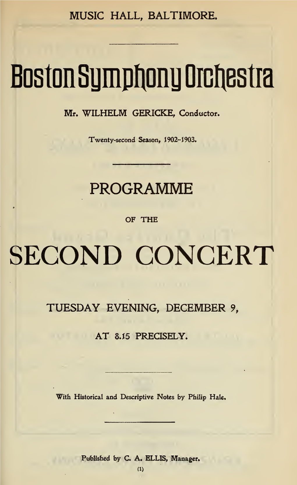 Boston Symphony Orchestra Concert Programs, Season 22,1902