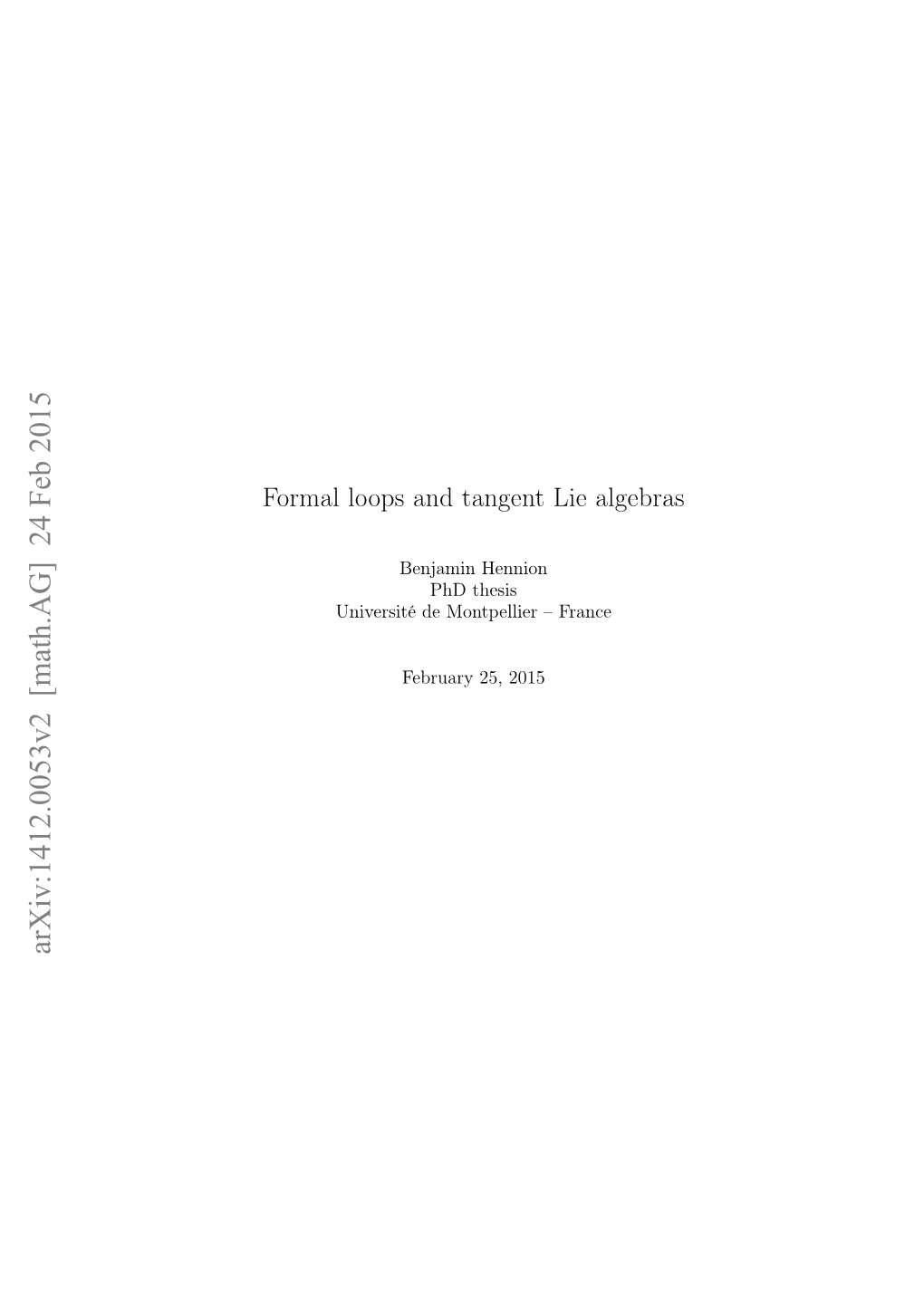Formal Loops, Tate Objects and Tangent Lie Algebras