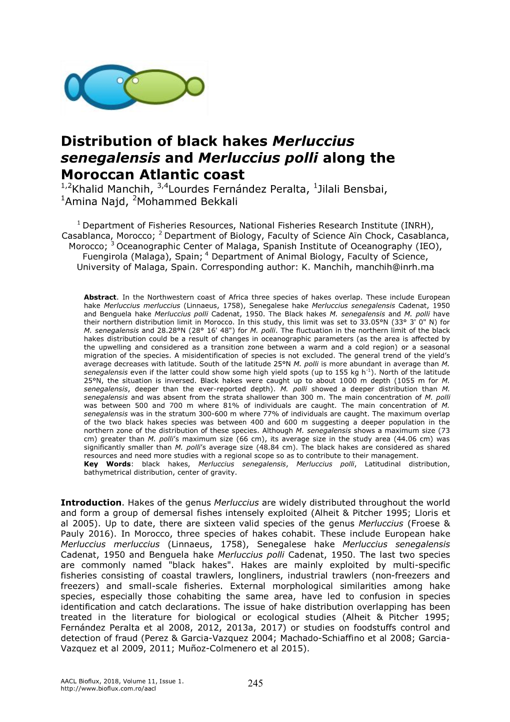 Distribution of Black Hakes Merluccius Senegalensis and Merluccius Polli Along the Moroccan Atlantic Coast