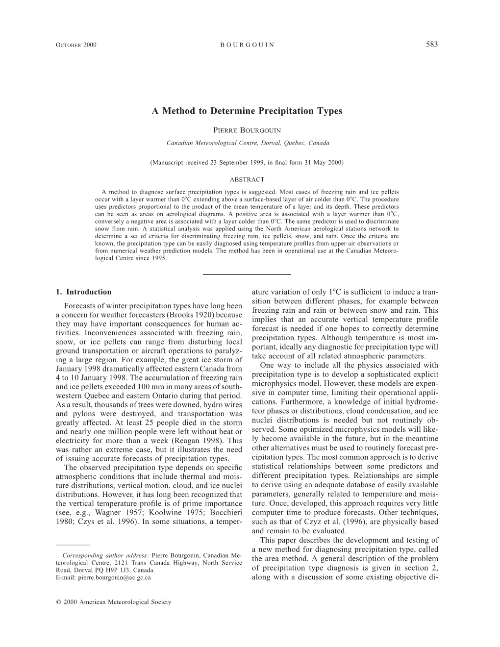 A Method to Determine Precipitation Types