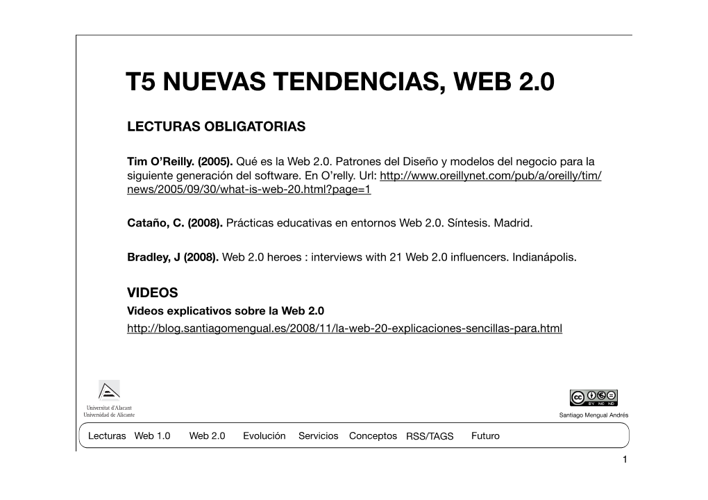 T5 Nuevas Tendencias, Web 2.0