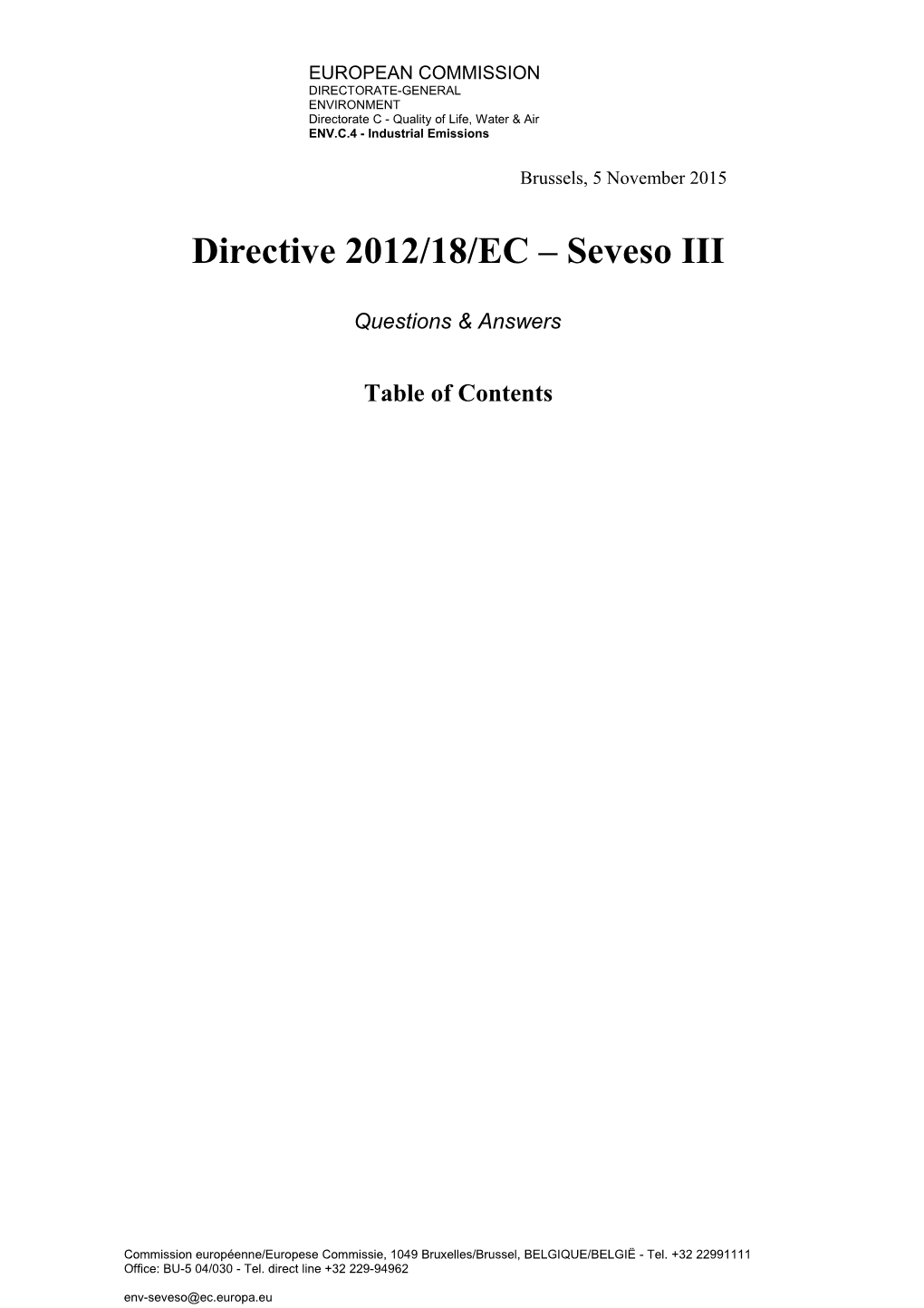 Directive 2012/18/EC Seveso III