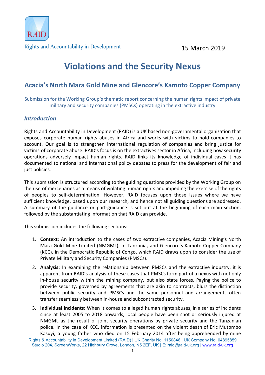 Violations and the Security Nexus