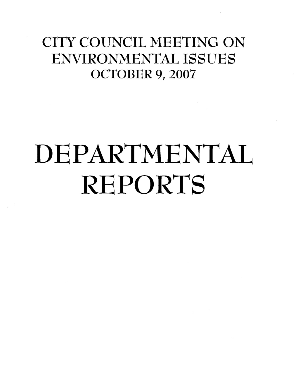 Departmental Reports