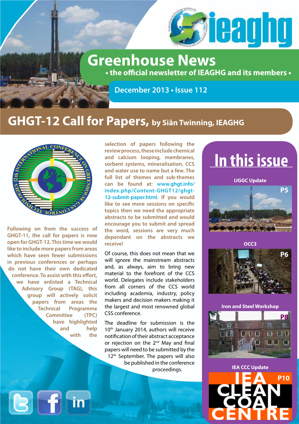 Greenhouse Newsnews • the Official Newsletter of IEAGHG and Its Members •