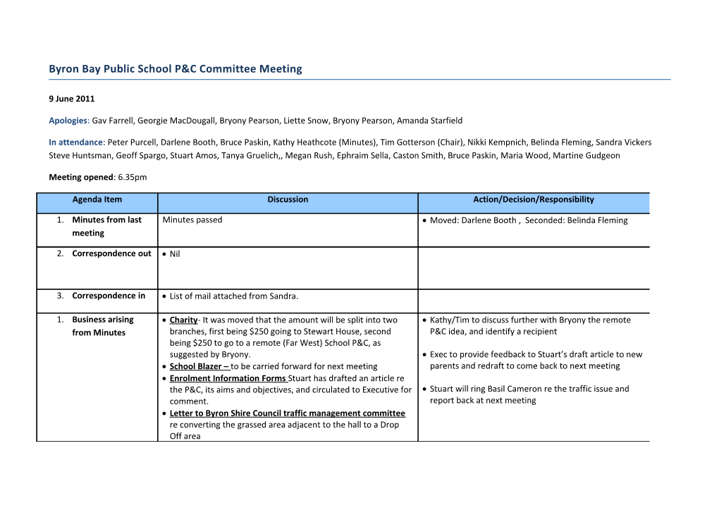 Byron Bay Public School P&C Committee Meeting s1