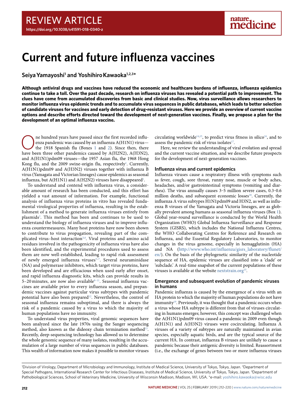 Current and Future Influenza Vaccines