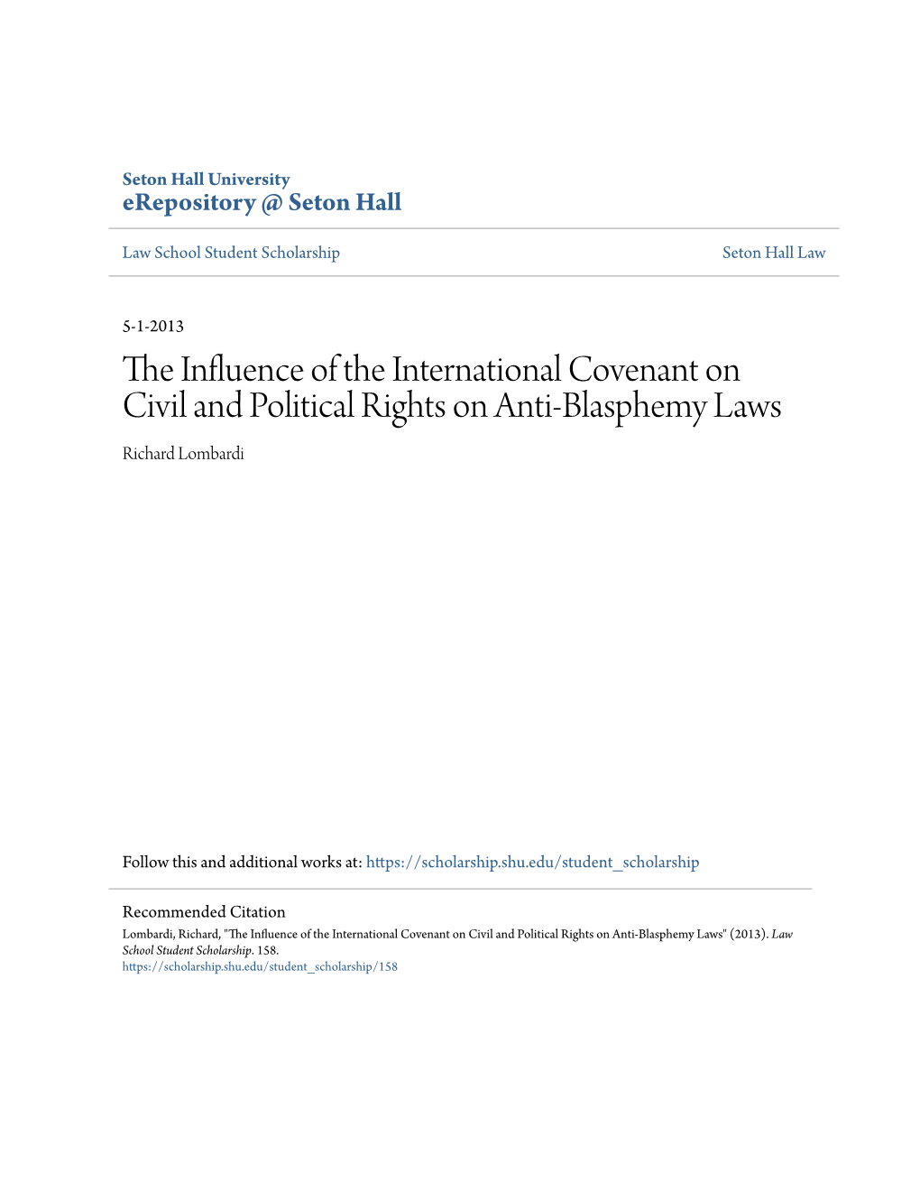 The Influence of the International Covenant on Civil and Political Rights on Anti-Blasphemy Laws