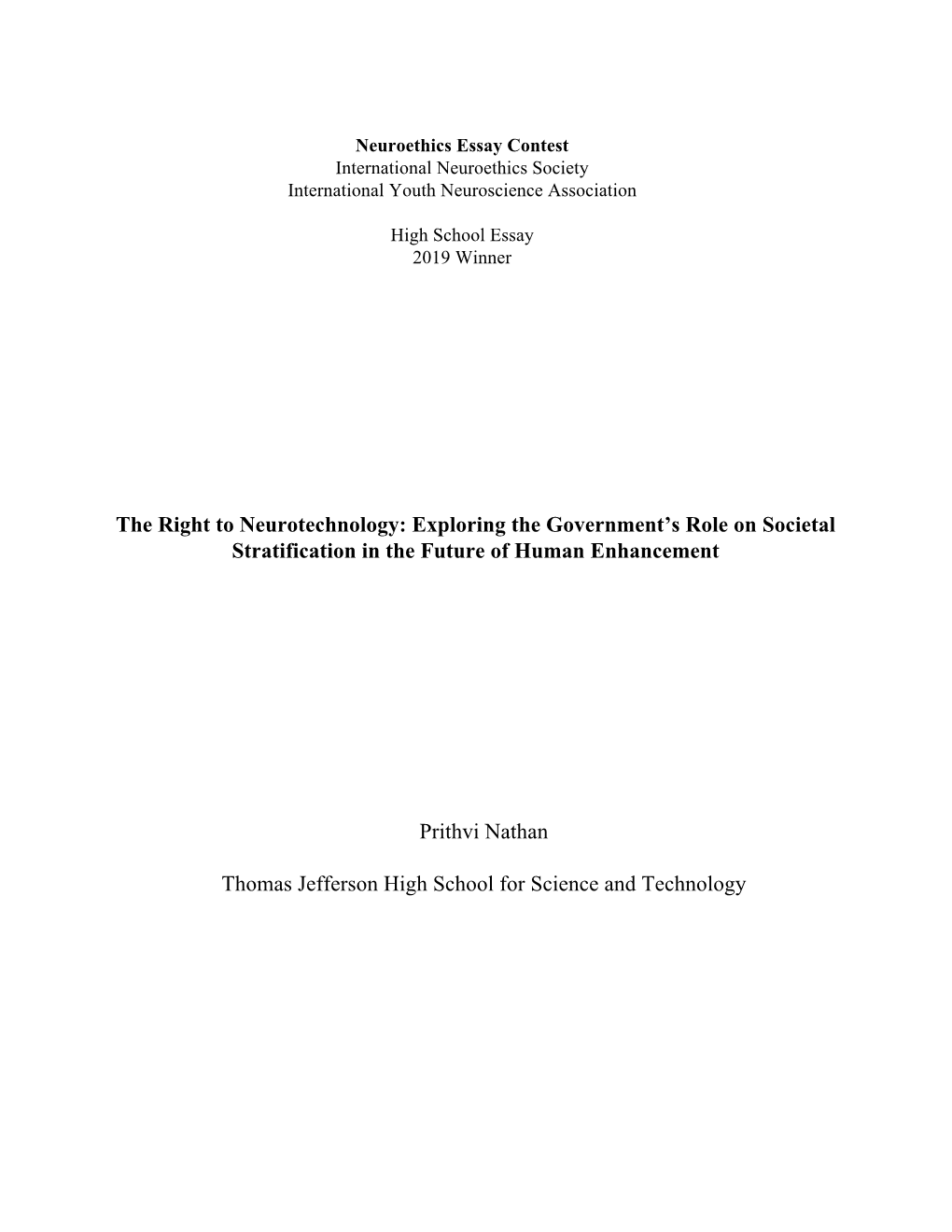 The Right to Neurotechnology: Exploring the Government's Role