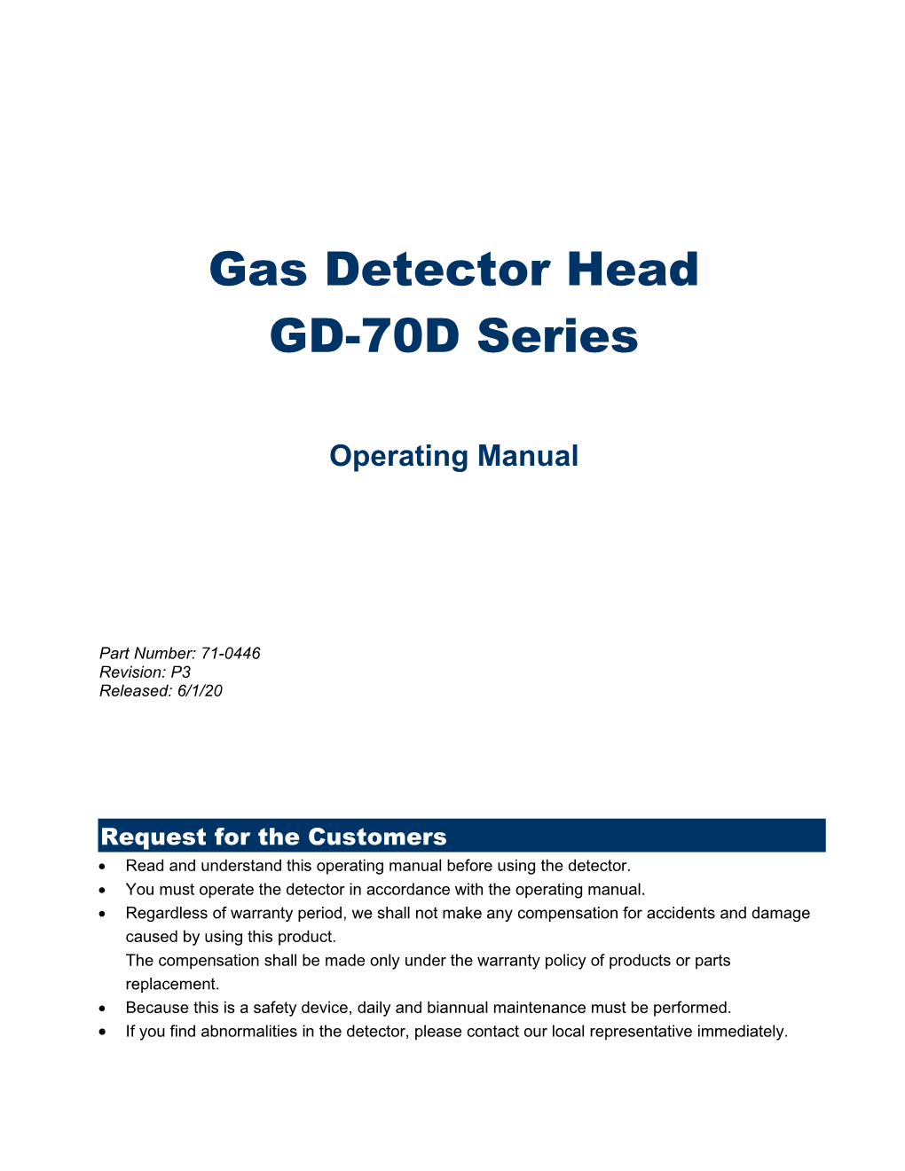 Gas Detector Head GD-70D Series