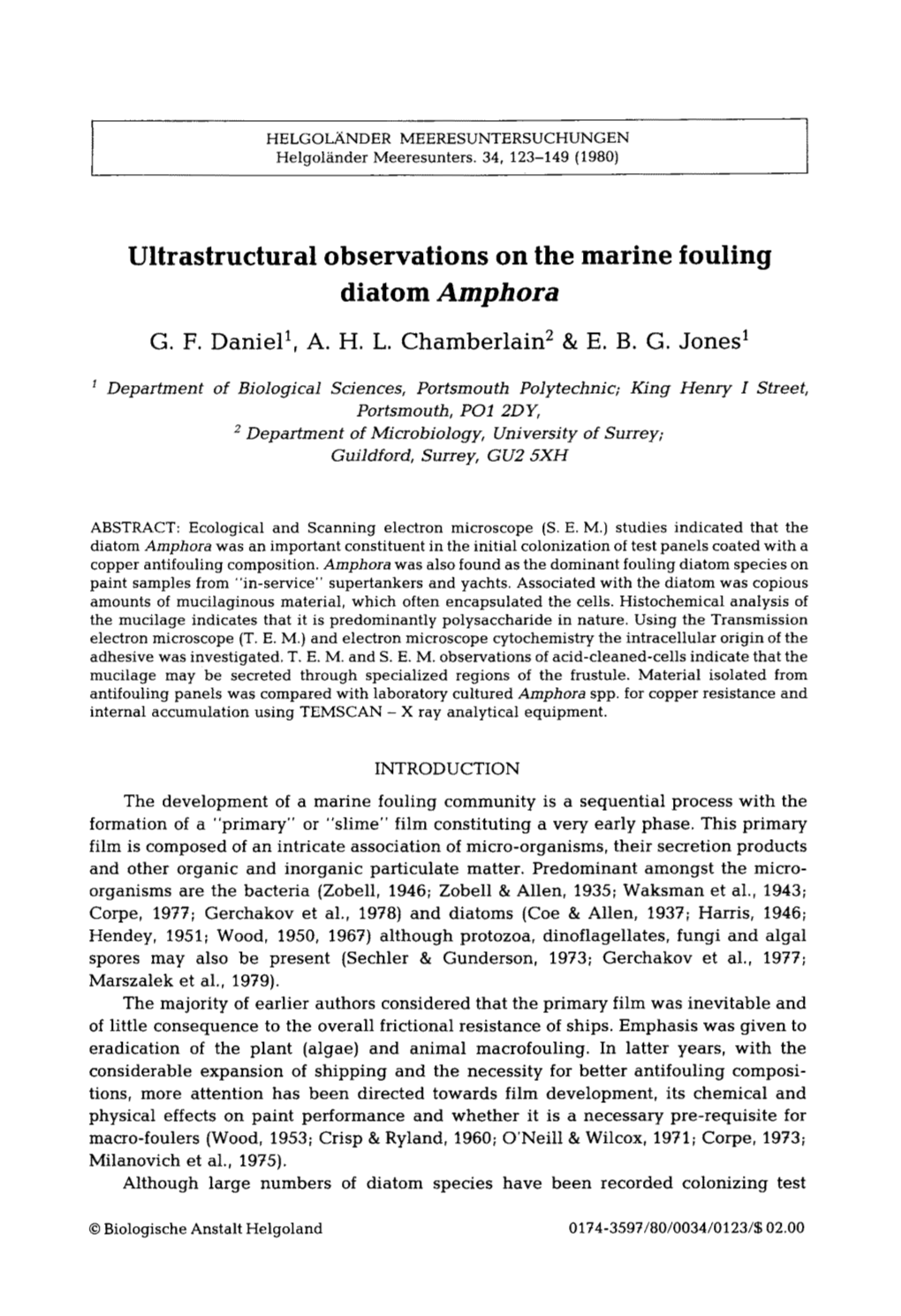 Ultrastructural Observations on the Marine Fouling Diatom Amphora