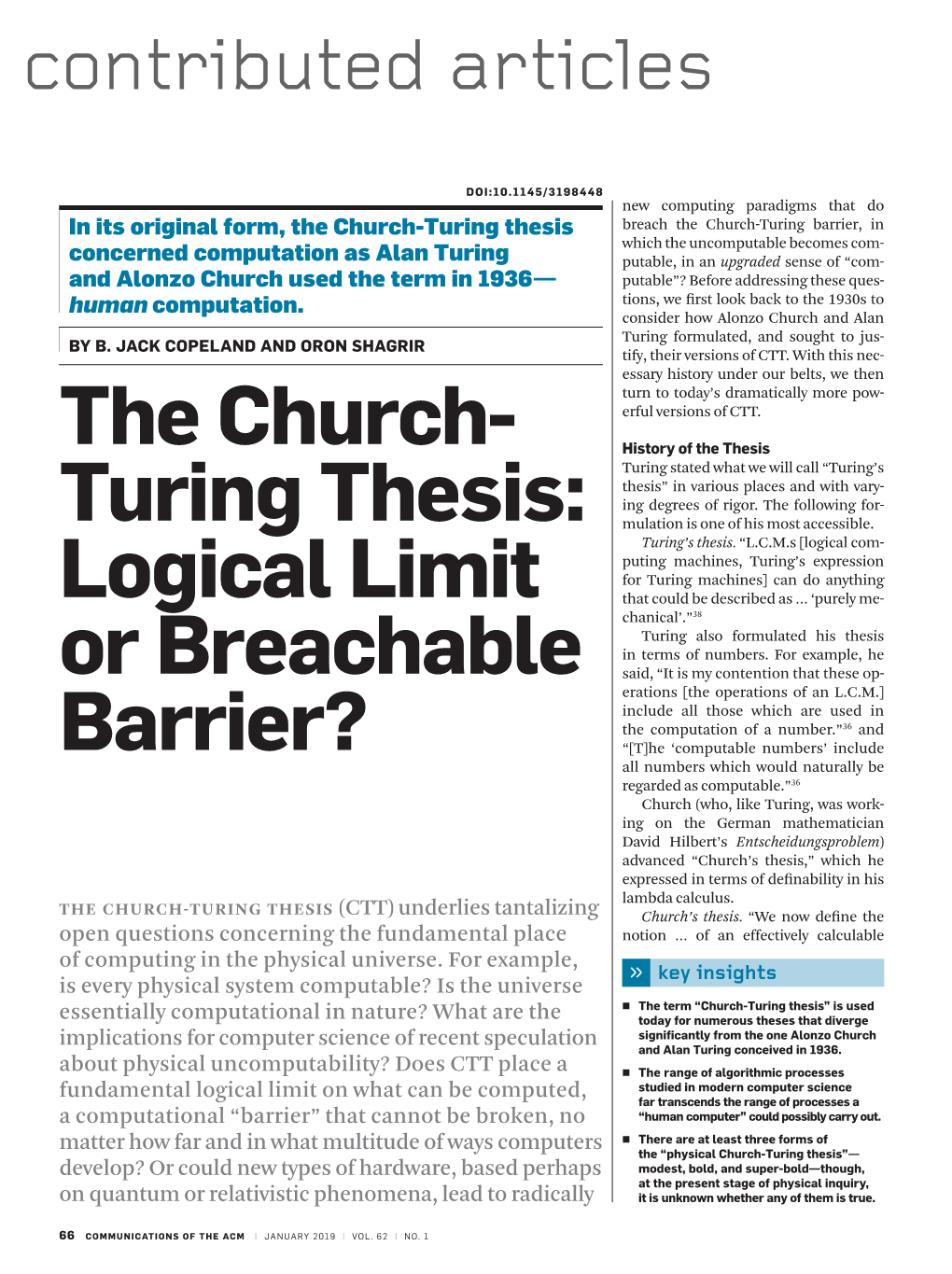 The Church- Turing Thesis